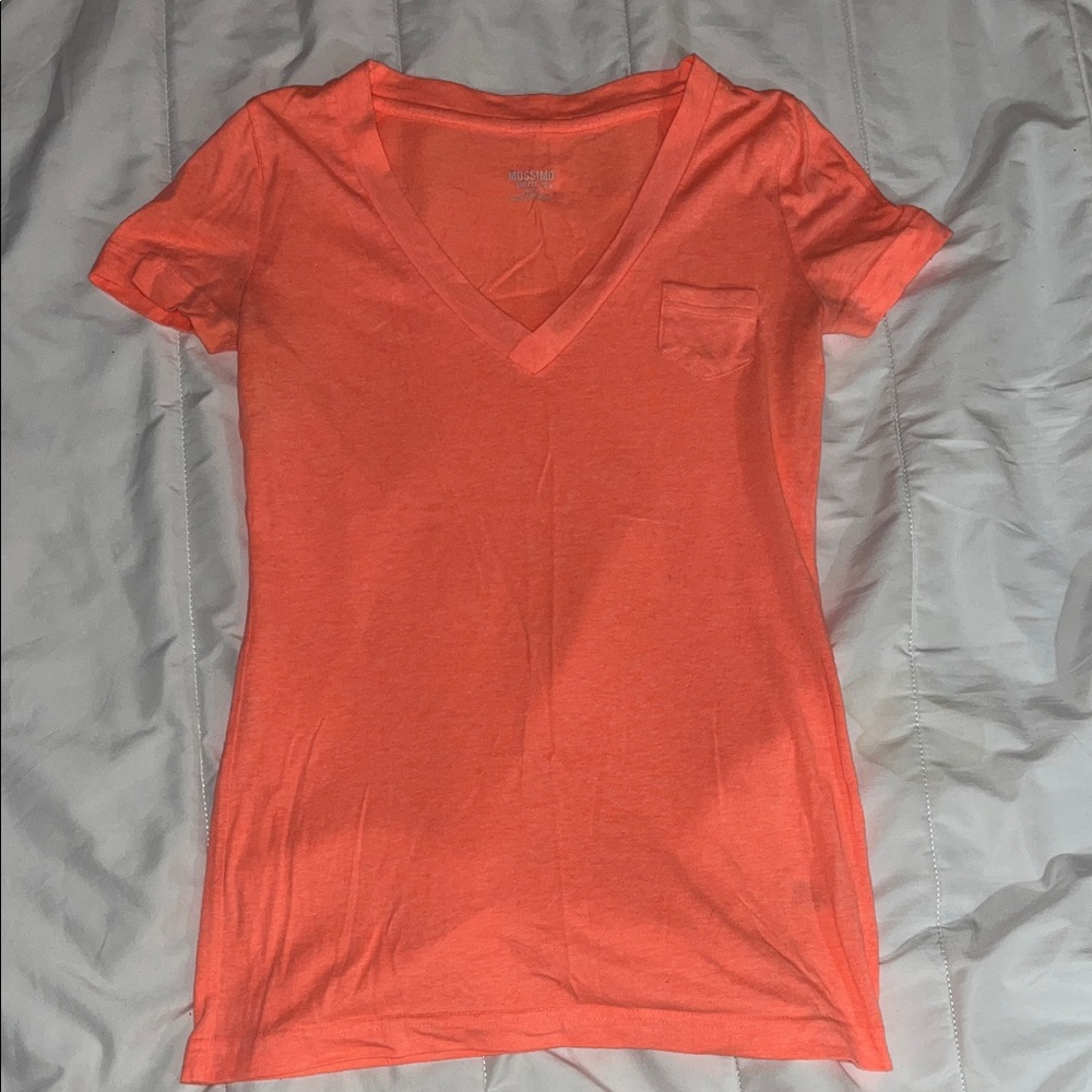 Vibrant Orange V-Neck Women's Top
